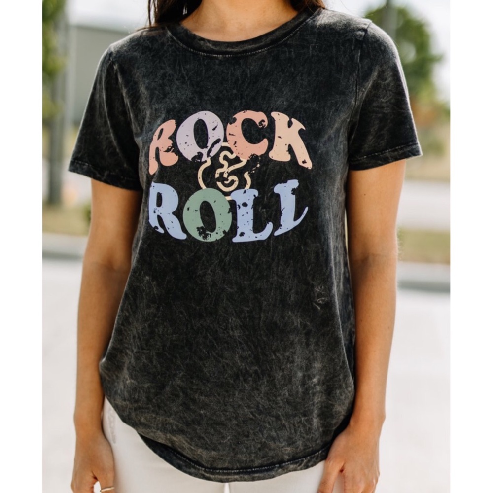 . Rock & Roll Mineral Wash Short Sleeve Graphic T-Shirt - Picture 4 of 14